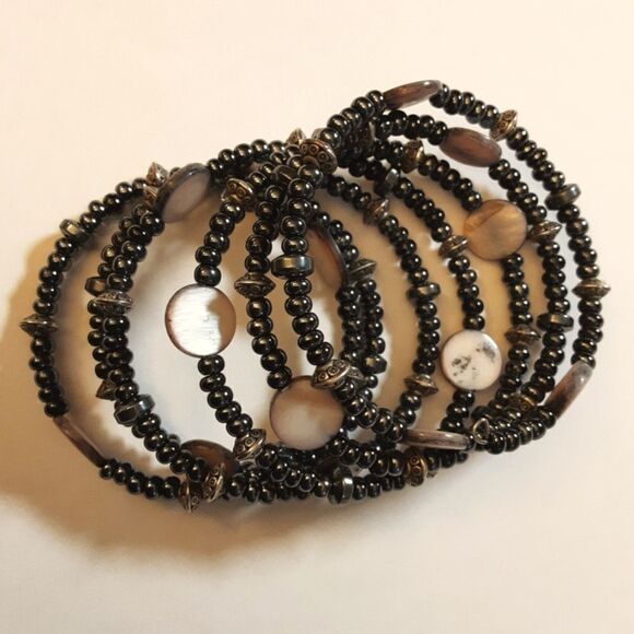 MADE BY MELANIE Memory Bracelet Black Gray Pewter - Picture 1 of 4